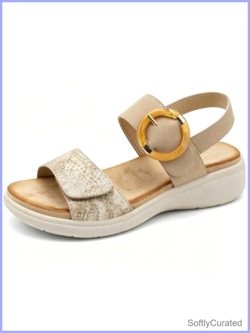 Women's UBFEN Low Wedge Platform Sandals Adjustable Comfort Walking
